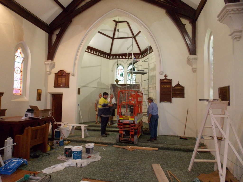 Painting the interior of Christ Church, Strathalbyn